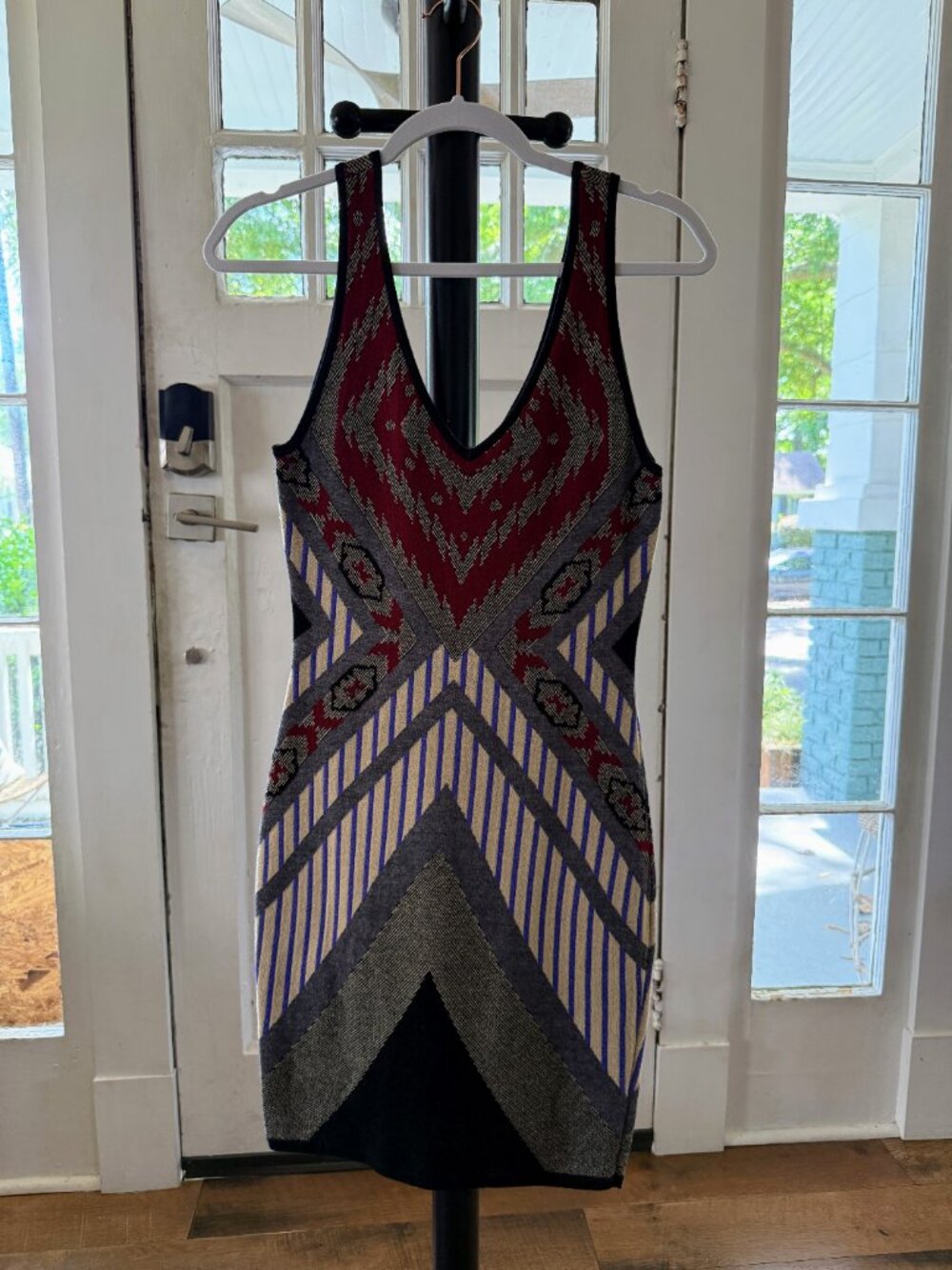 ASTR The Label Bodycon Geometrical Tribal Sweater Knit Dress Size Large